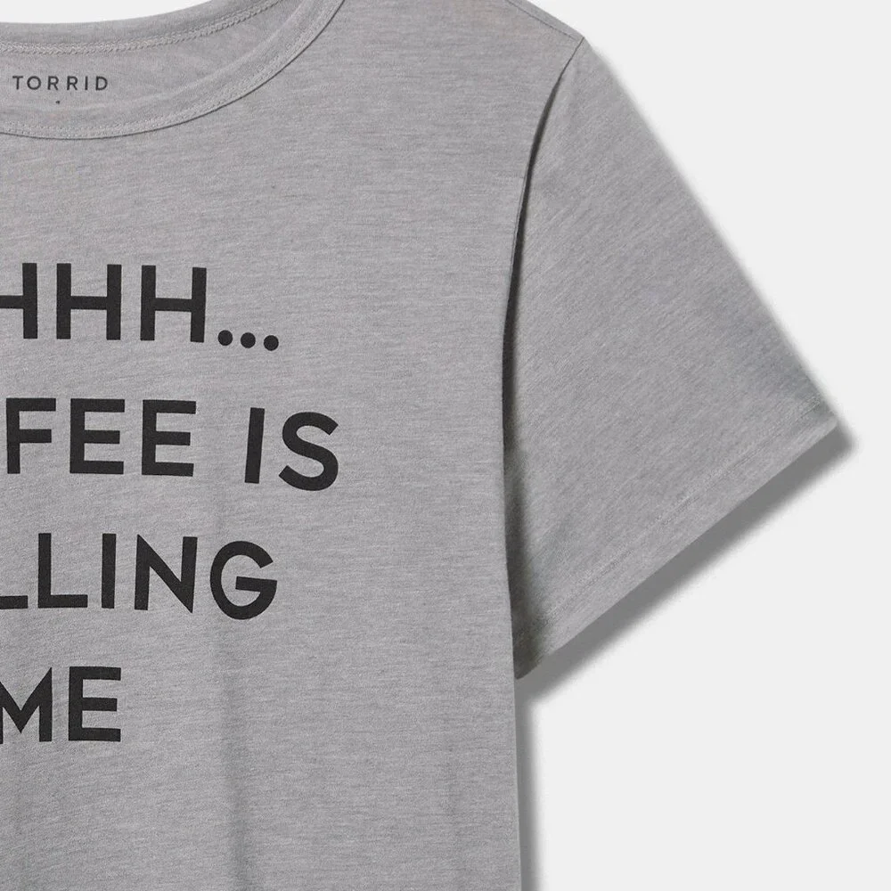 Torrid Coffee Calling Signature Jersey Crew Everyday Grey T-Shirt sz 3x NWT - Picture 3 of 4